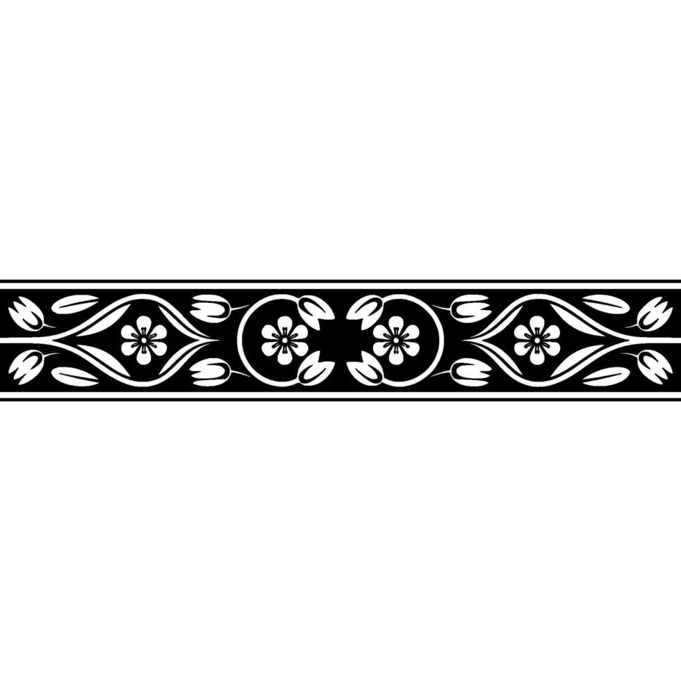 Elegant Floral Border, Vintage , Black and White - Classic vector