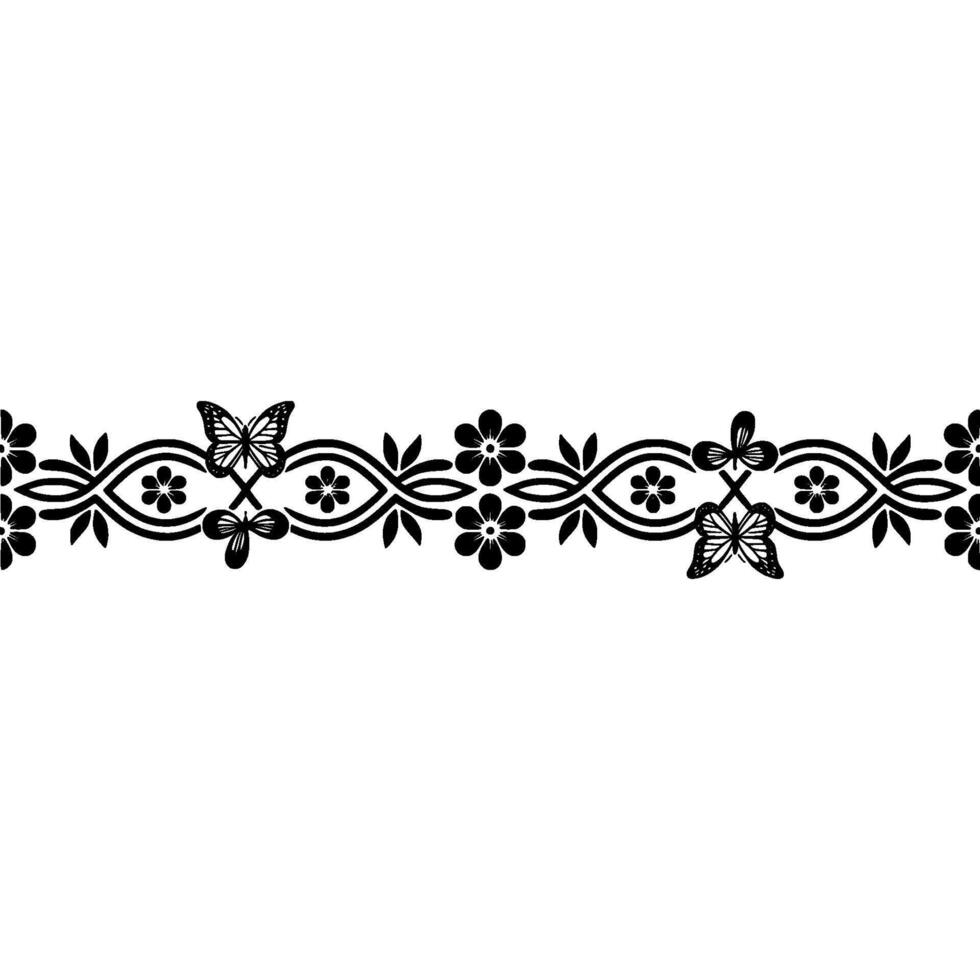 Elegant Black Floral Butterfly Border vector
