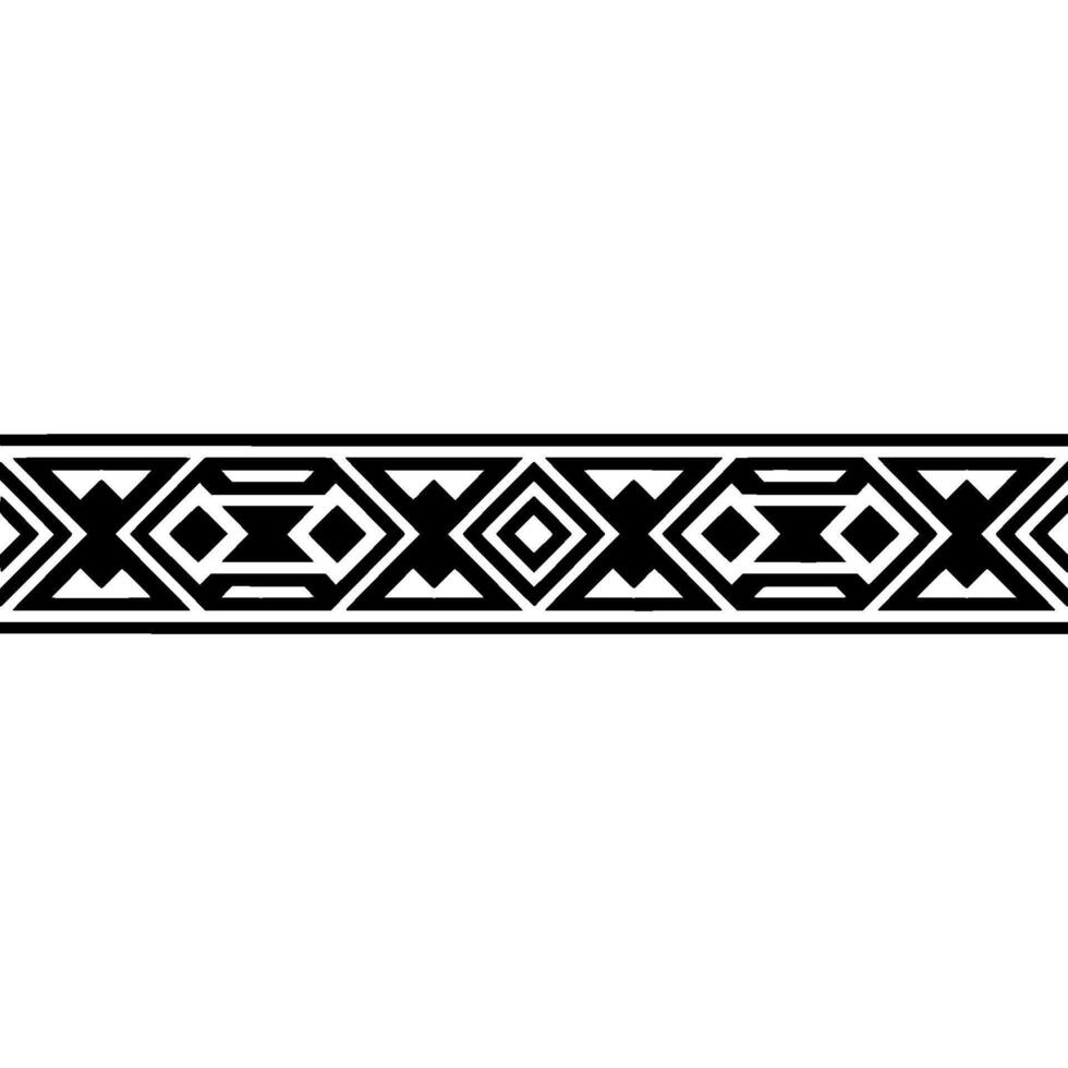 Geometric Tribal Border, Black and White Pattern, Monochrome vector