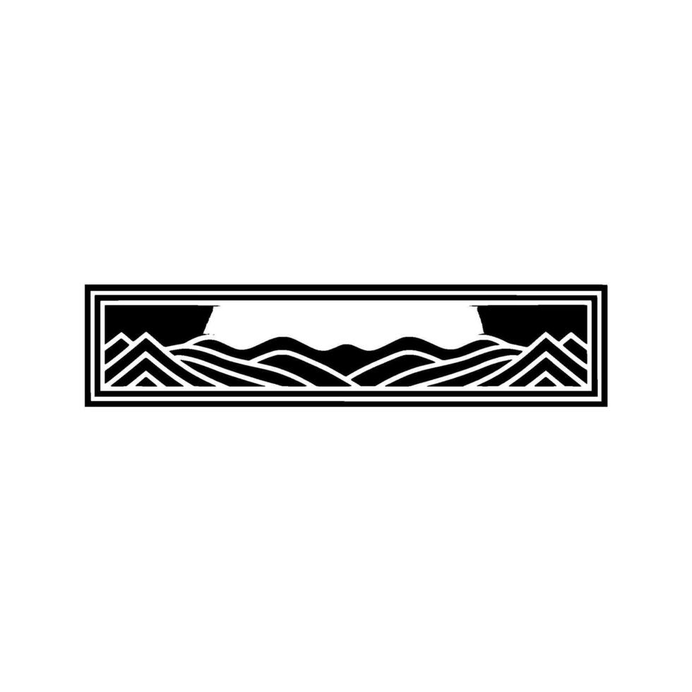 Geometric Horizon Serene Mountainscape Emblem vector