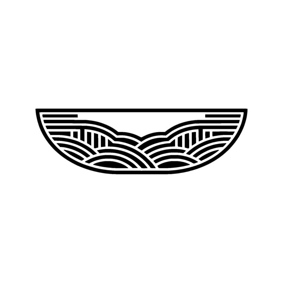 Minimalist Wave Landscape Emblem, Modern vector