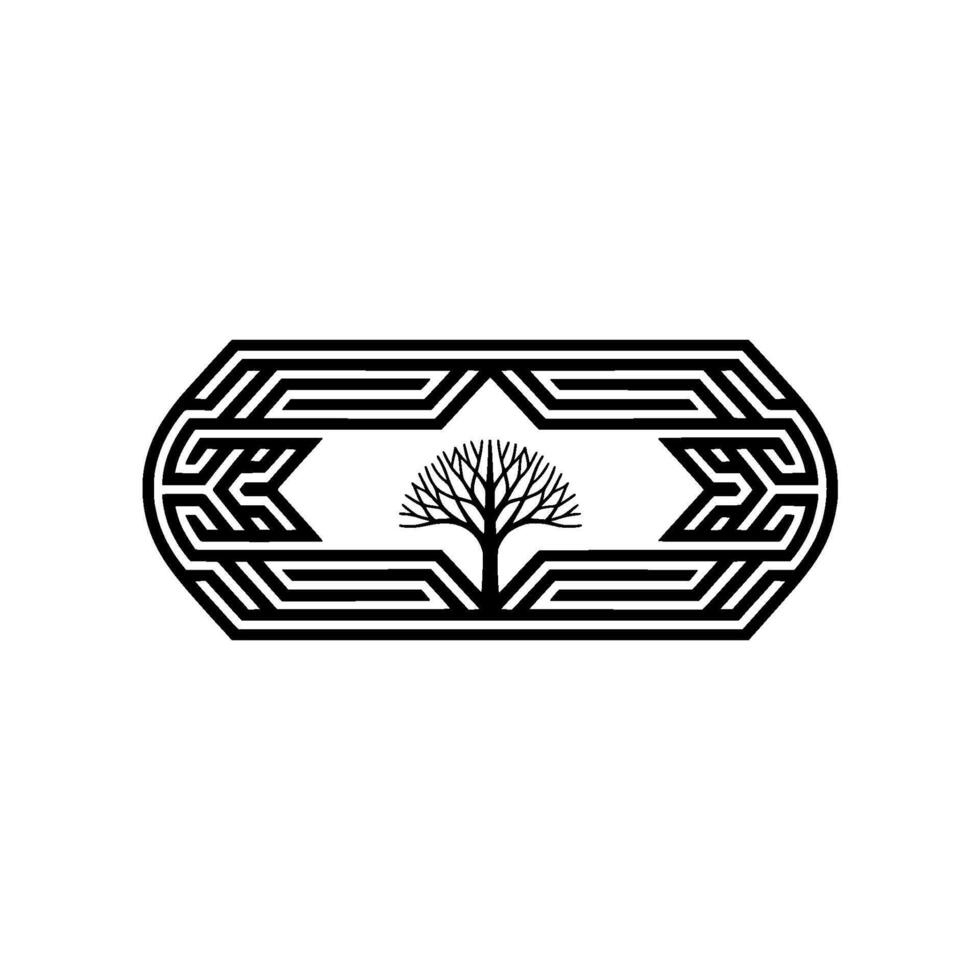 Geometric Tree Emblem, Minimalist , Organic Growth vector