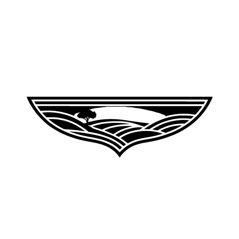 Serene Horizon Minimalist Landscape Emblem, Hills vector