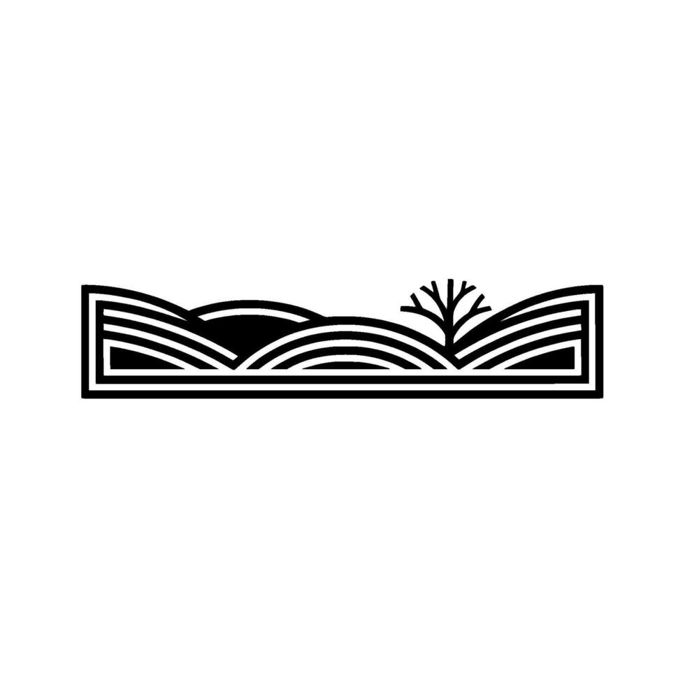 Minimalist Landscape Emblem, Serene Horizon, Hills vector