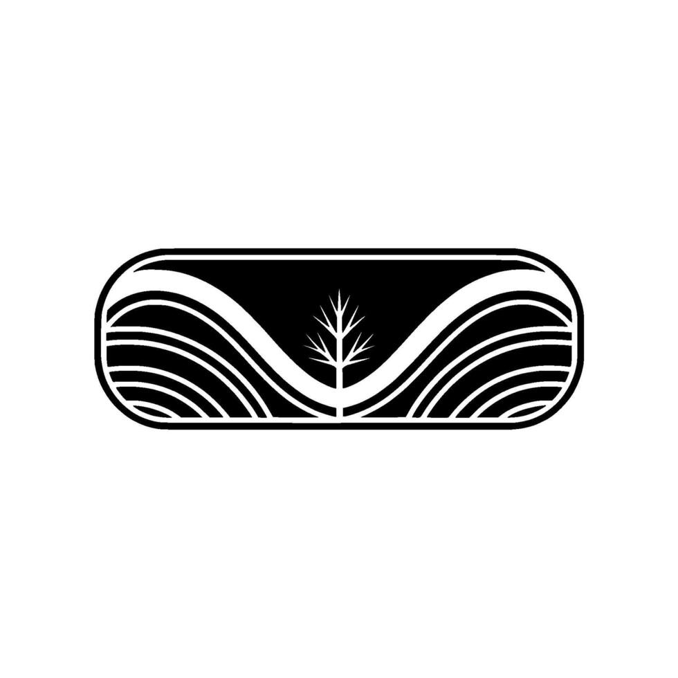 Serene Landscape Emblem - Minimalist Wave Tree vector