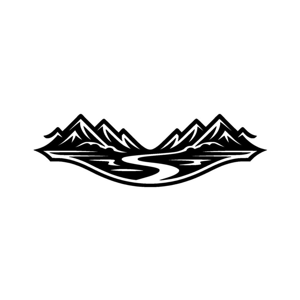 Mountain Silhouette Horizon, Minimalist Landscape Emblem vector