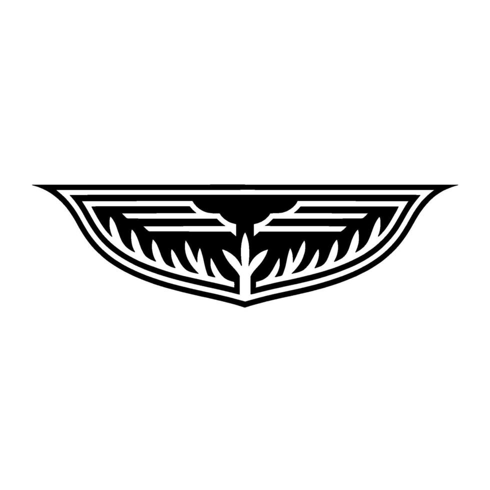 Geometric Leaf Shield Emblem, Vintage Style vector