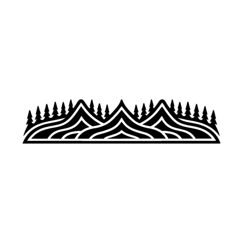 Stylized Mountain Range Silhouette, Forest Canopy vector