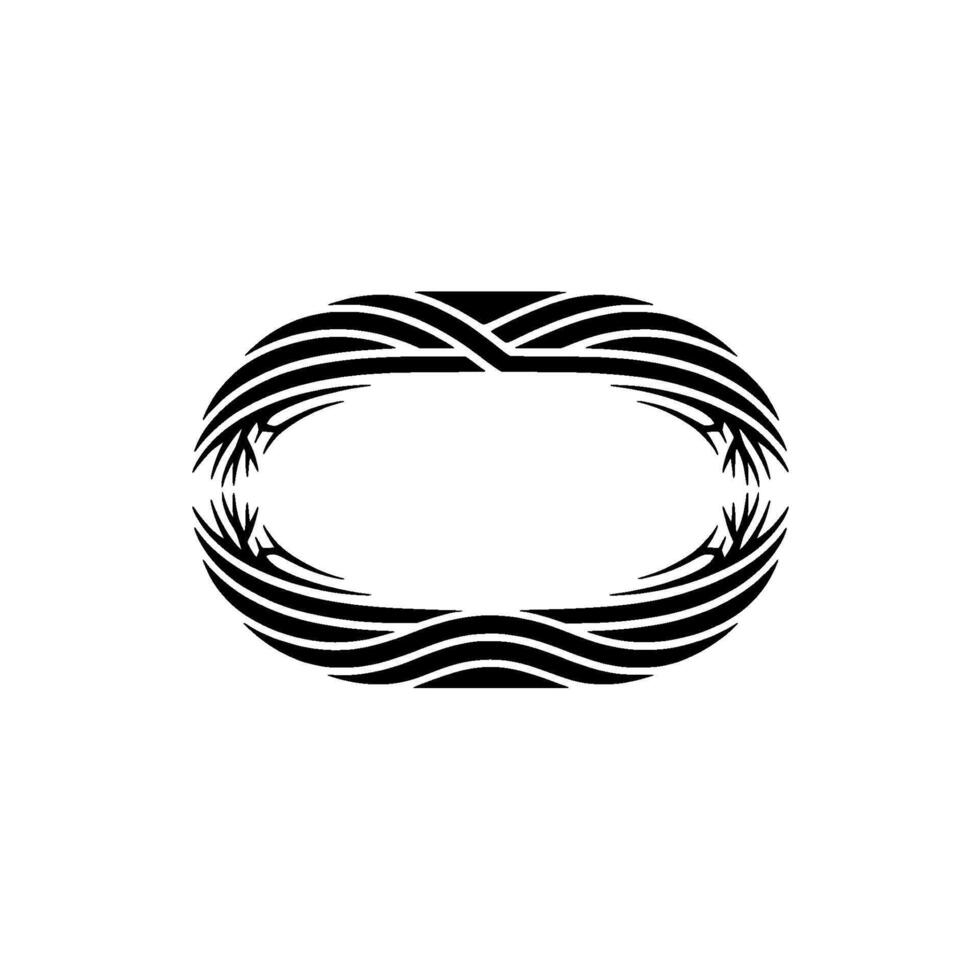 Abstract Oceanic Frame, Tribal Wave Motif, Minimalist vector