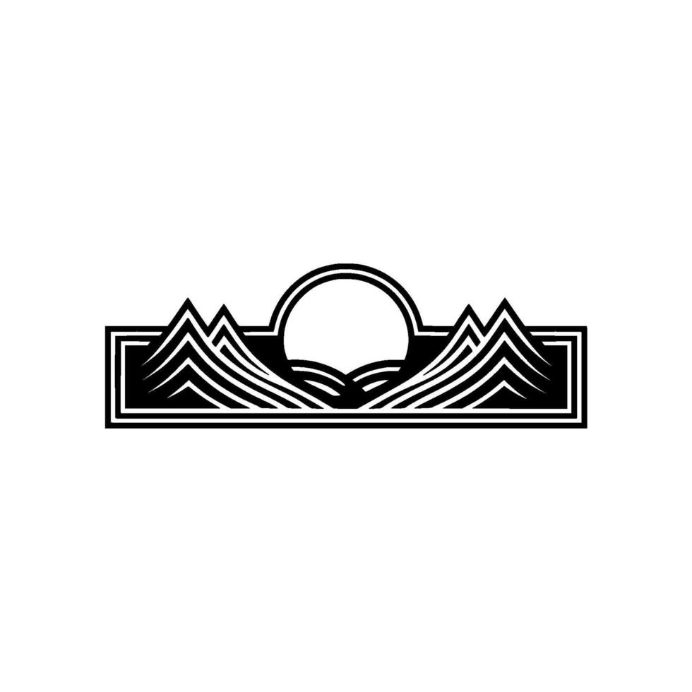 Geometric Horizon Mountain Silhouette Lunar Glow vector