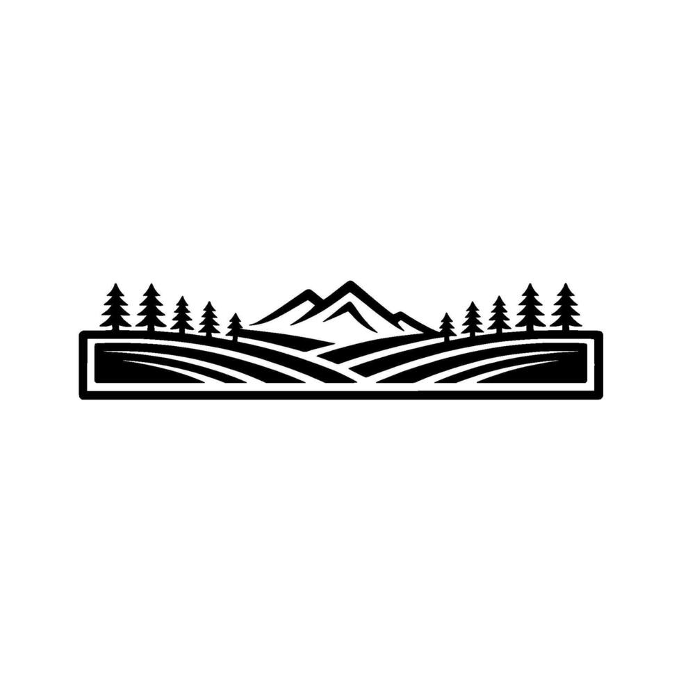 Mountain Silhouette Landscape Emblem, Rustic Adventure vector