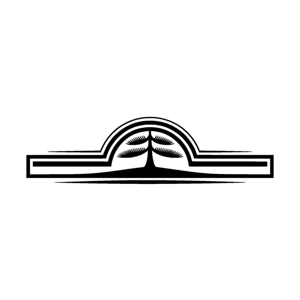 Minimalist Tree Silhouette, Rising Horizon Emblem vector