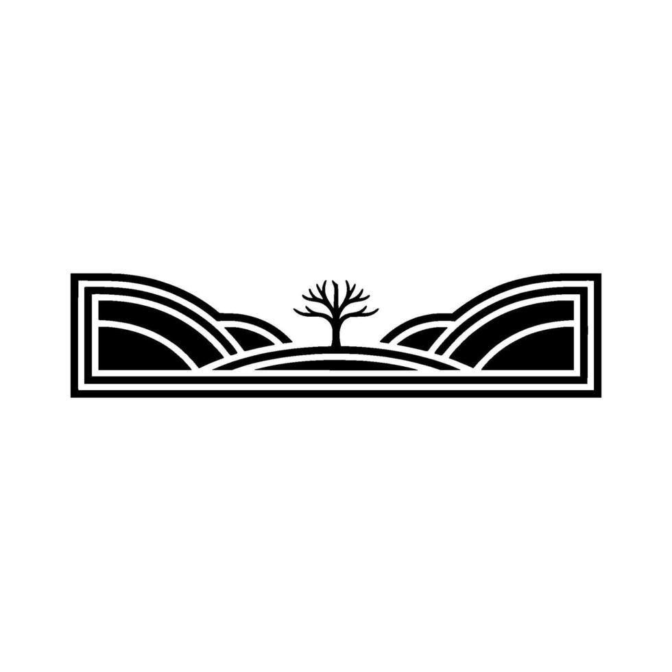 Minimalist Landscape Emblem, Tranquil Silhouette vector