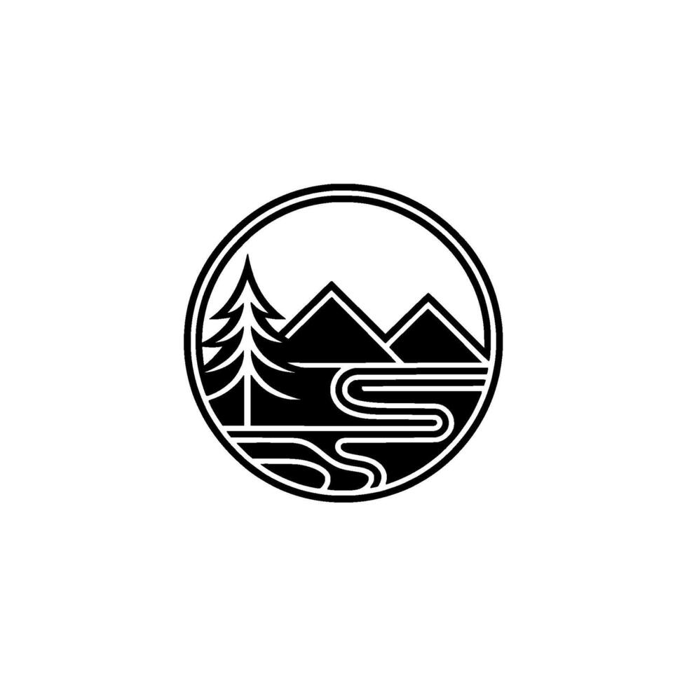Mountain Trail Emblem - Minimalist Wilderness vector
