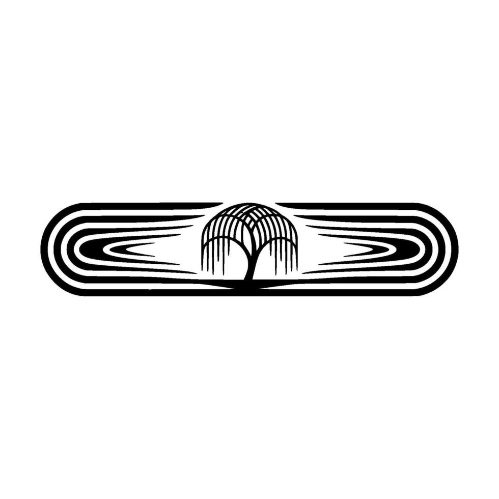 Stylized Willow Tree Emblem, Minimalist vector