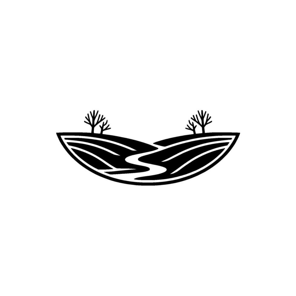 Minimalist Landscape Silhouette, Serene Journey vector