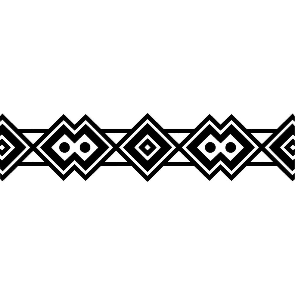 Geometric Tribal Border, Black and White Pattern, Motif vector