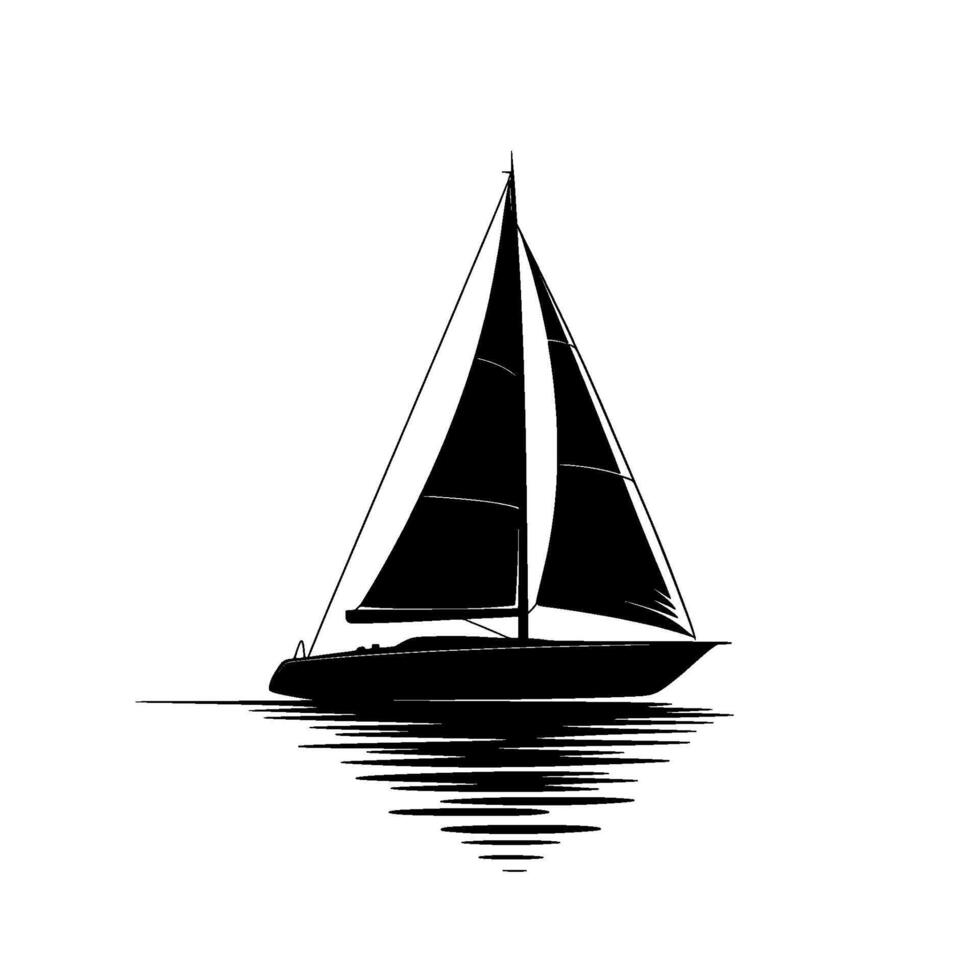 Silhouette Sailboat Serenity, Coastal Escape, Maritime vector
