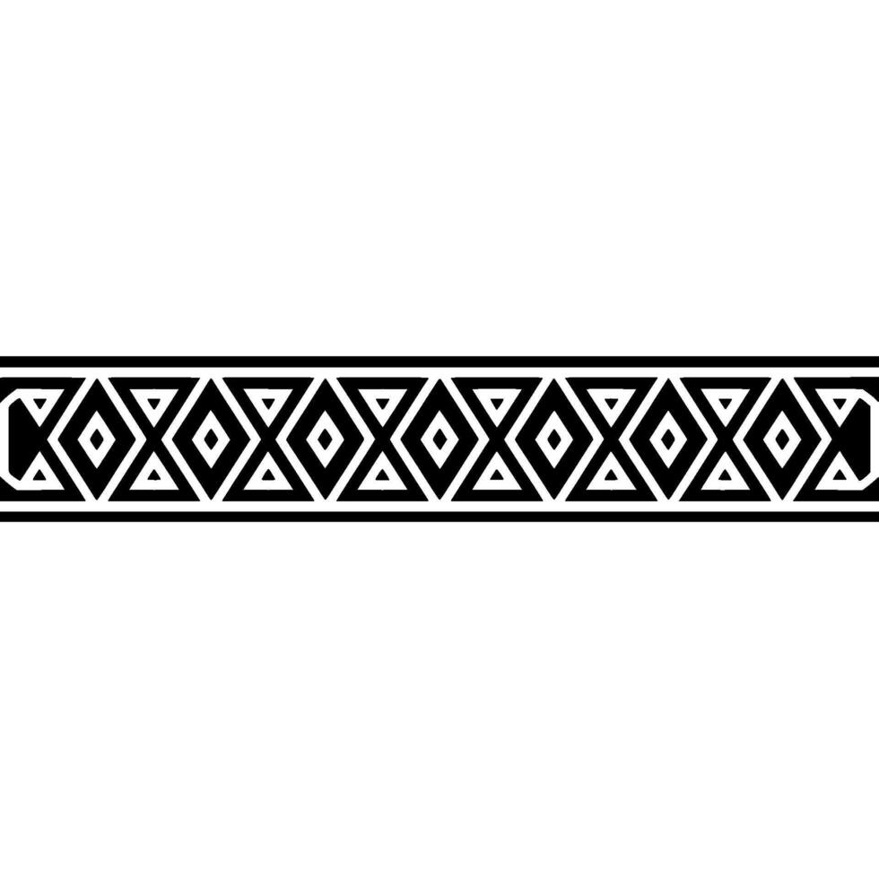 Geometric Tribal Border, Black and White Pattern - Monochrome vector