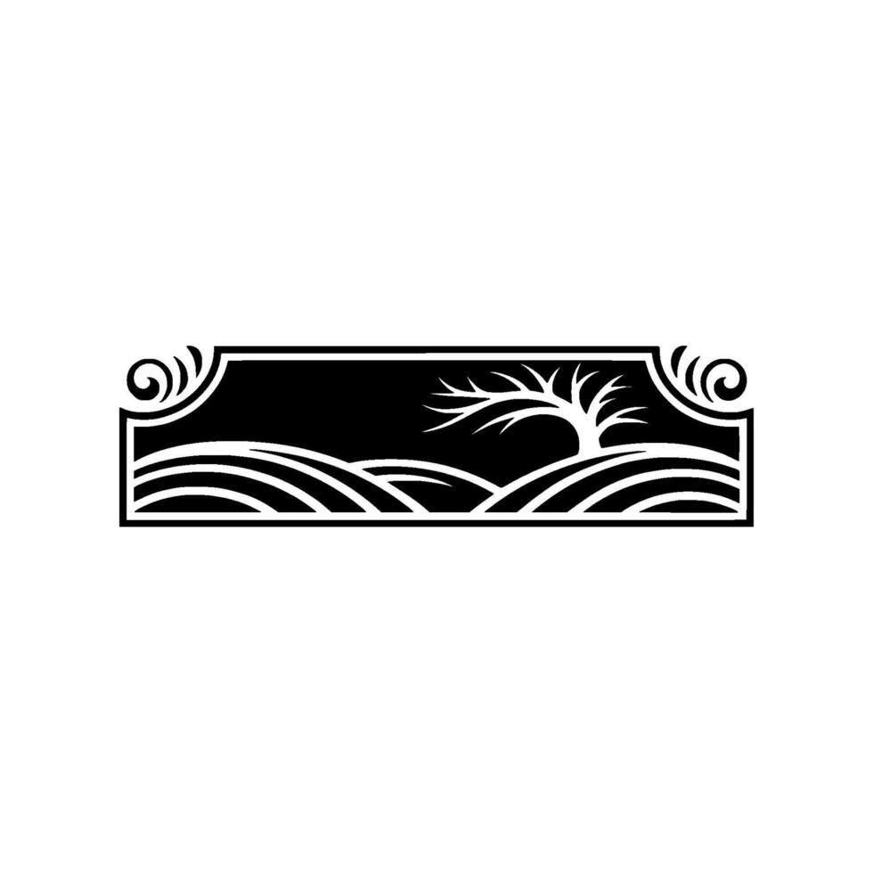 Stylized Landscape Emblem, Vintage Elegance vector