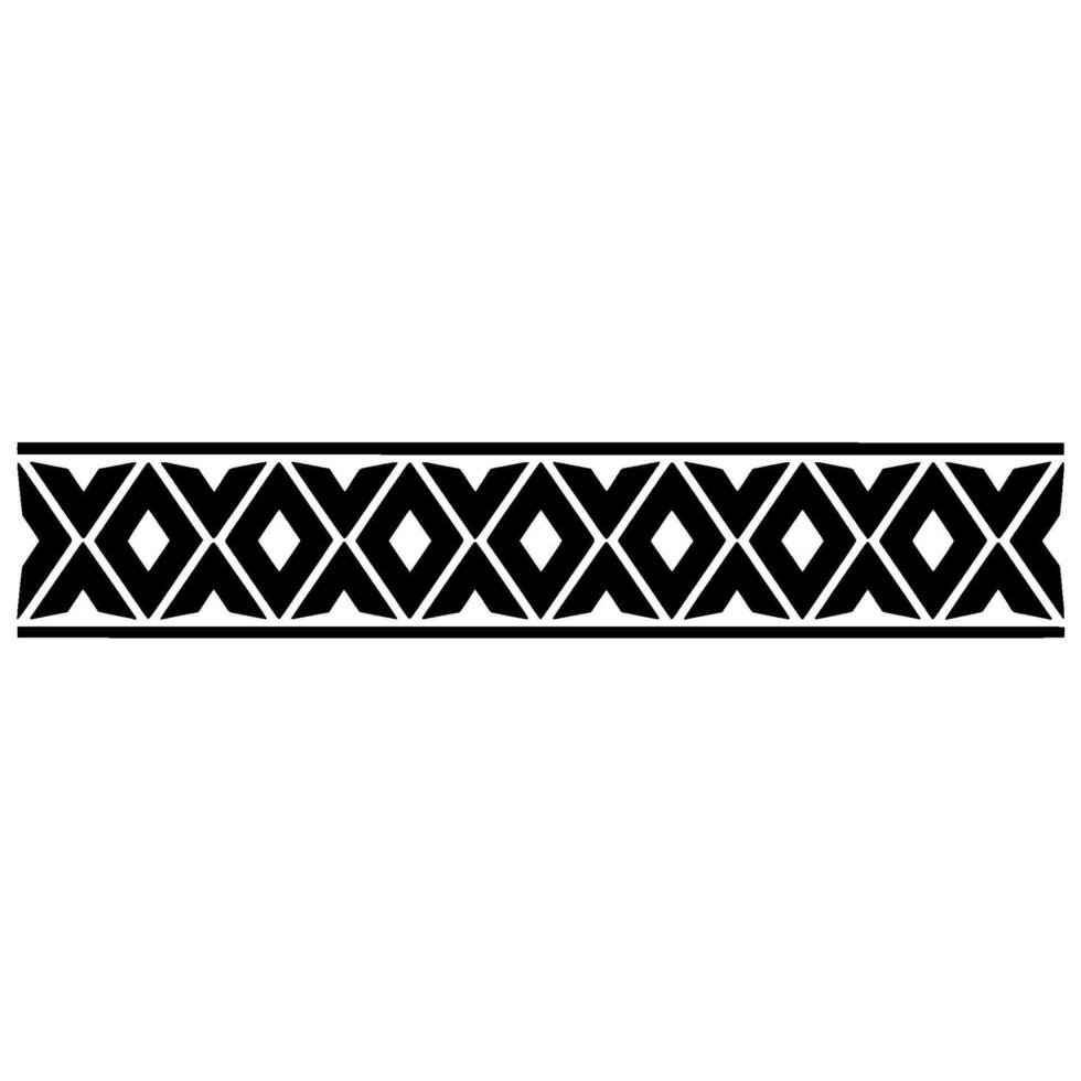 Geometric Tribal Border, Black and White Pattern - Textile vector