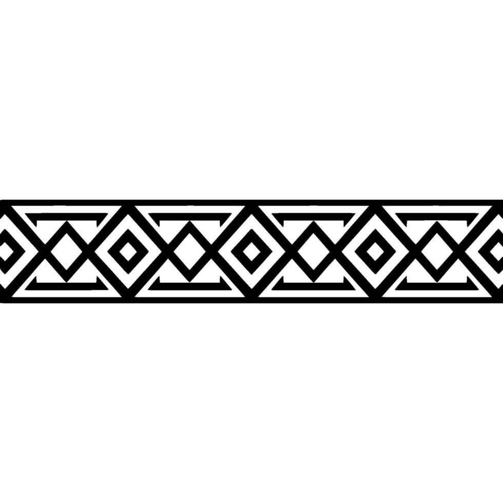 Geometric Border, Black and White Deco Pattern, Linear vector
