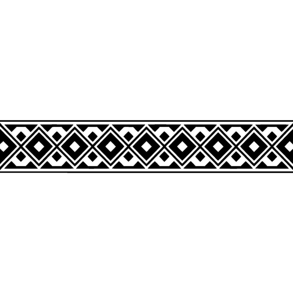 Geometric Tribal Border, Black and White Pattern, Monochromatic vector