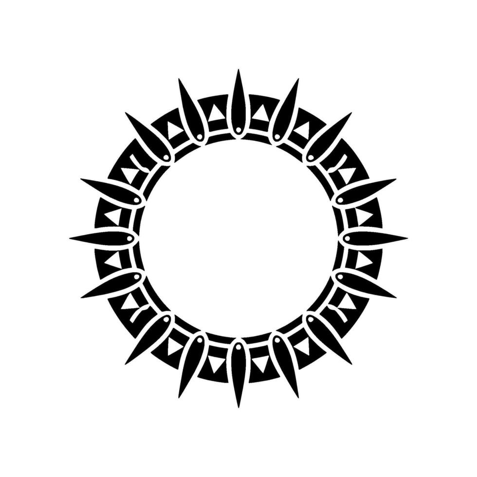 Tribal Sunburst - Geometric Black Ornament, Minimalist vector
