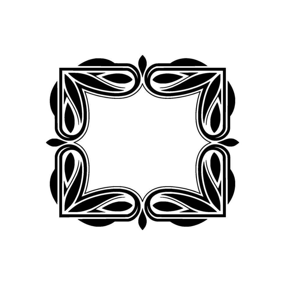 Intricate Black Frame, Stylized Floral Ornamentation vector