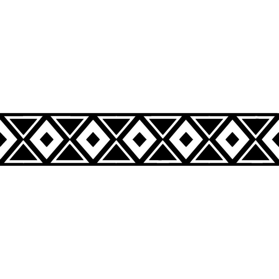 Geometric Tribal Border, Black White Pattern, Monochrome vector