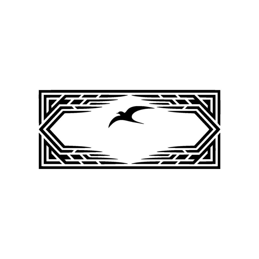 Art Deco Swallow Emblem, Elegant Flight Motif vector