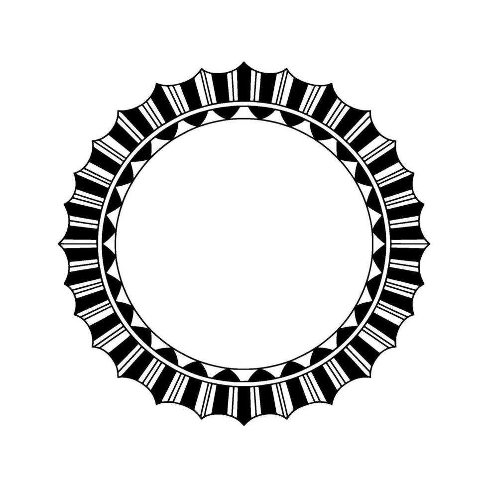 Geometric Tribal Circle Frame, Black White, Pattern vector