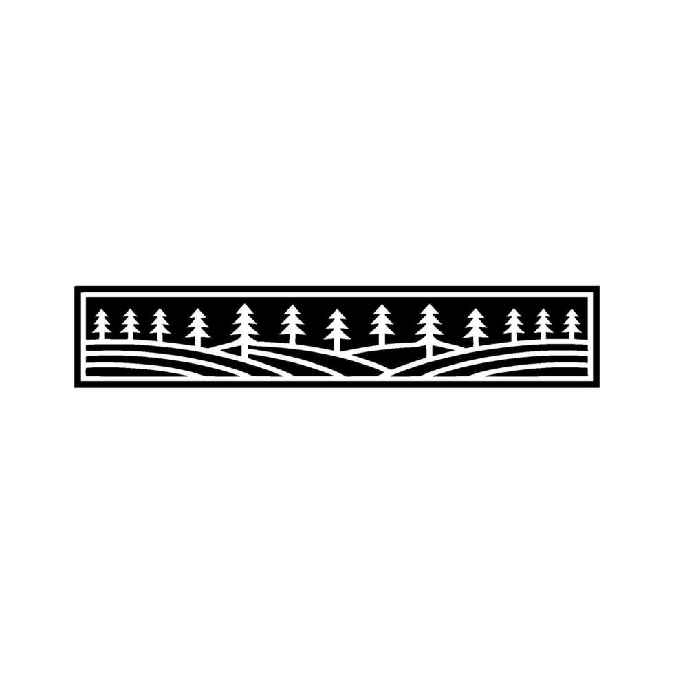 Minimalist Forest Landscape Border, Serene Silhouette vector