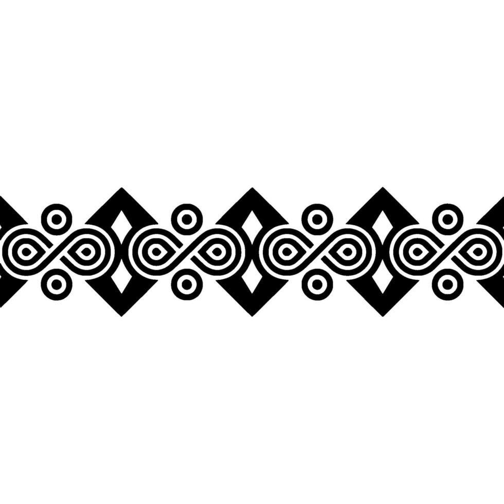 Geometric Tribal Border, Circular Motif, Minimalist vector
