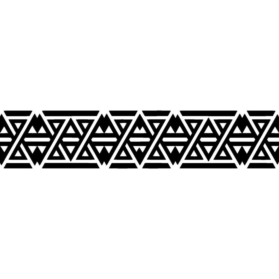 Geometric Tribal Border, Black White Pattern - Triangles vector