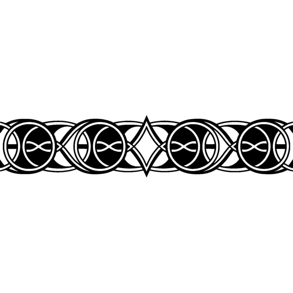 Geometric Celtic Border, Stylized Black White, Pattern vector
