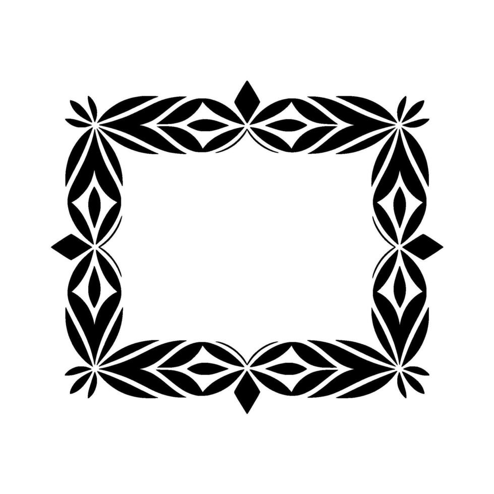 Geometric Black Frame, Stylized Floral Ornamentation vector
