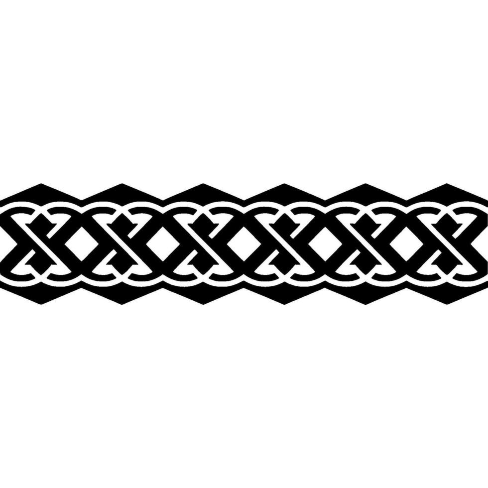 Geometric Celtic Border, Intricate Black Pattern, Symmetrical vector