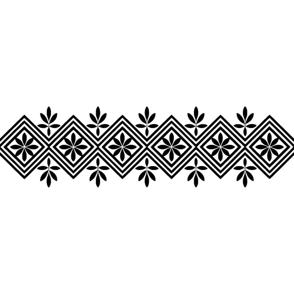Geometric Border, Stylized Floral Pattern, Minimalist - Diamond vector