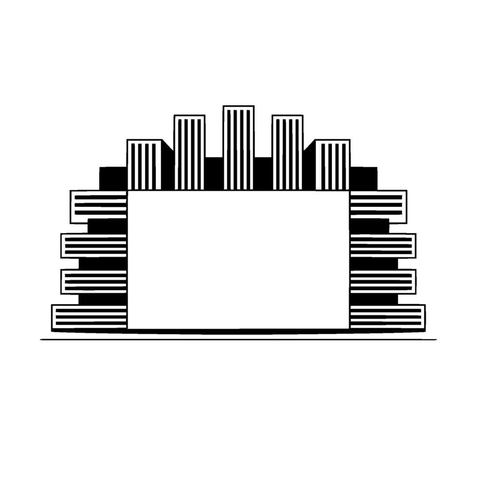 Geometric Cityscape, Minimalist Frame, Modern vector