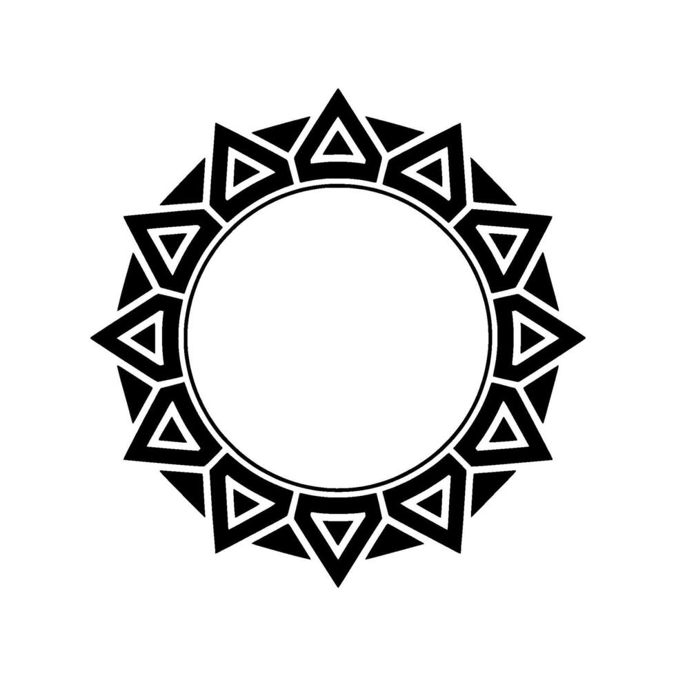 Geometric Tribal Circle, Black White vector