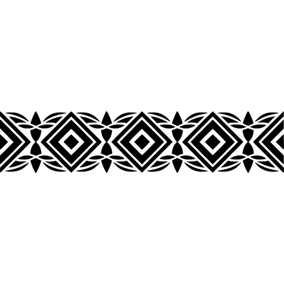 Geometric Border, Tribal Pattern, Black White vector