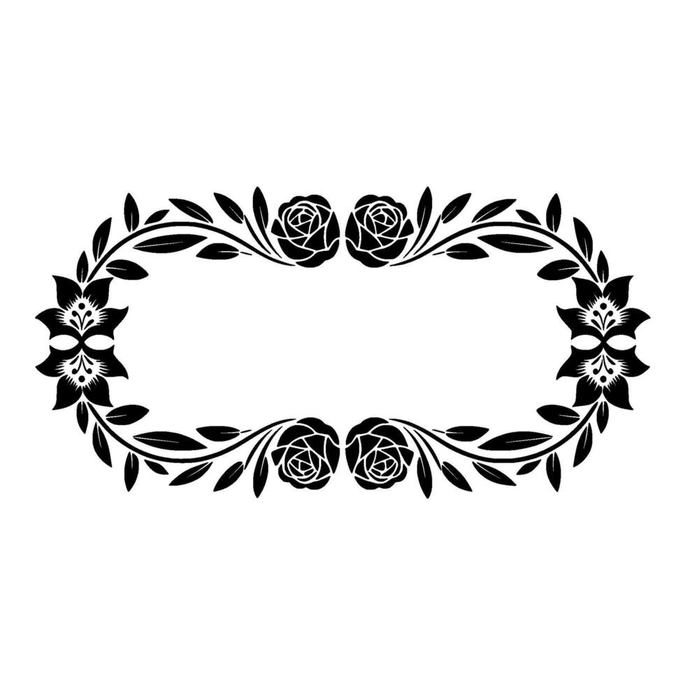 Elegant Floral Frame, Vintage Botanical Border, Decorative Element vector