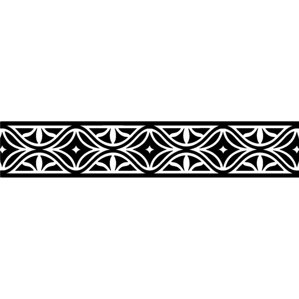 Intricate Black White Border Ornament, Medieval Style, Pattern vector