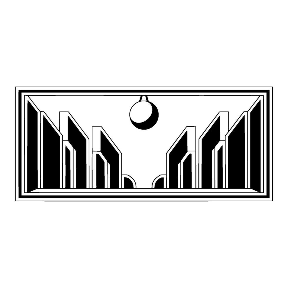 Geometric Cityscape Lunar Silhouette - Modern Minimalist vector
