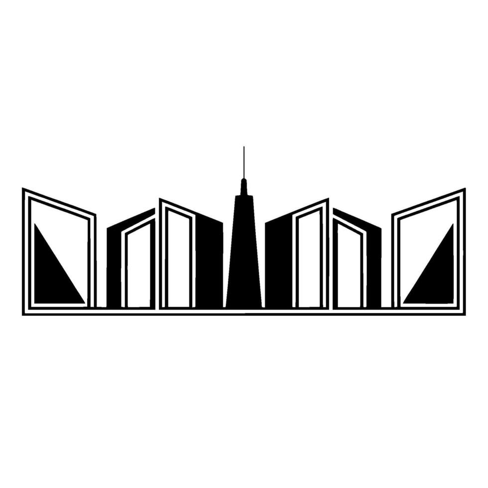 Geometric Cityscape Silhouette, Minimalist, Illustration vector