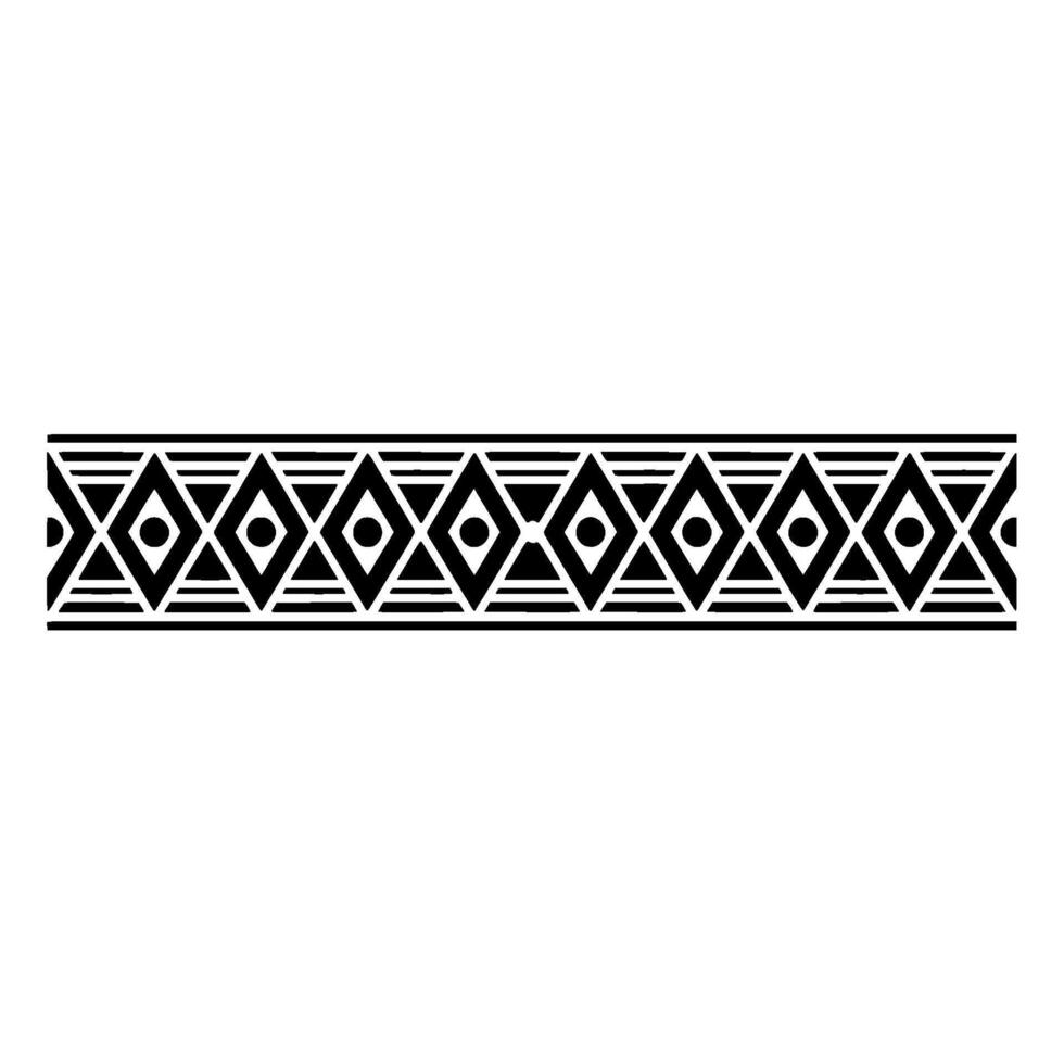Geometric Tribal Border, Minimalist Black White - Abstract vector