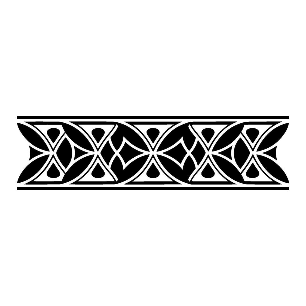 Geometric Celtic Border, Stylized Black White, Symmetrical vector