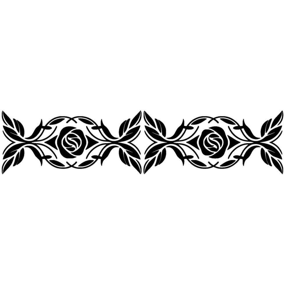 Elegant Floral Border, Vintage , Black White, Rose vector