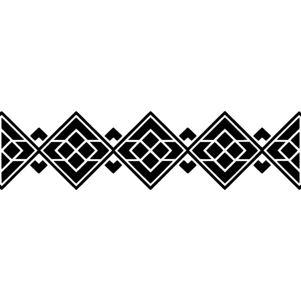 Geometric Border, Tribal Motif, Black White vector